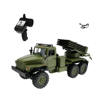 BICRKTOMXY RC Military Truck, BM-21 Grad Rocket-Launcher 6x6 2.4G Realistic Off-Road RC Army Car Model with Two Batteries for Indoor and Outdoor Play, Gift for Adults (Green)