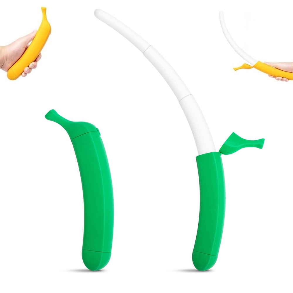16 Retractable Banana Sword - 3D Printed Durable Flick Toy for Stress Relief & Fidget Fun, Role-Play Prop, All Ages Play Sword (Green)
