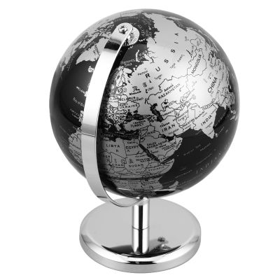 BESPORTBLE European Style Desktop Globe Black Silver Elegant Ornament for Home Office Desk Decor Stylish Antique Earth Globe Ball for Sophisticated Table Display