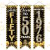3 Pieces 50th Birthday Party Banners 50th Birthday Decorations for Men Women Black Gold 1976 Porch Signs Cheers to 50th Hanging Backdrops Black Gold Fifty Birthday Party Door Wall Decor Supplies