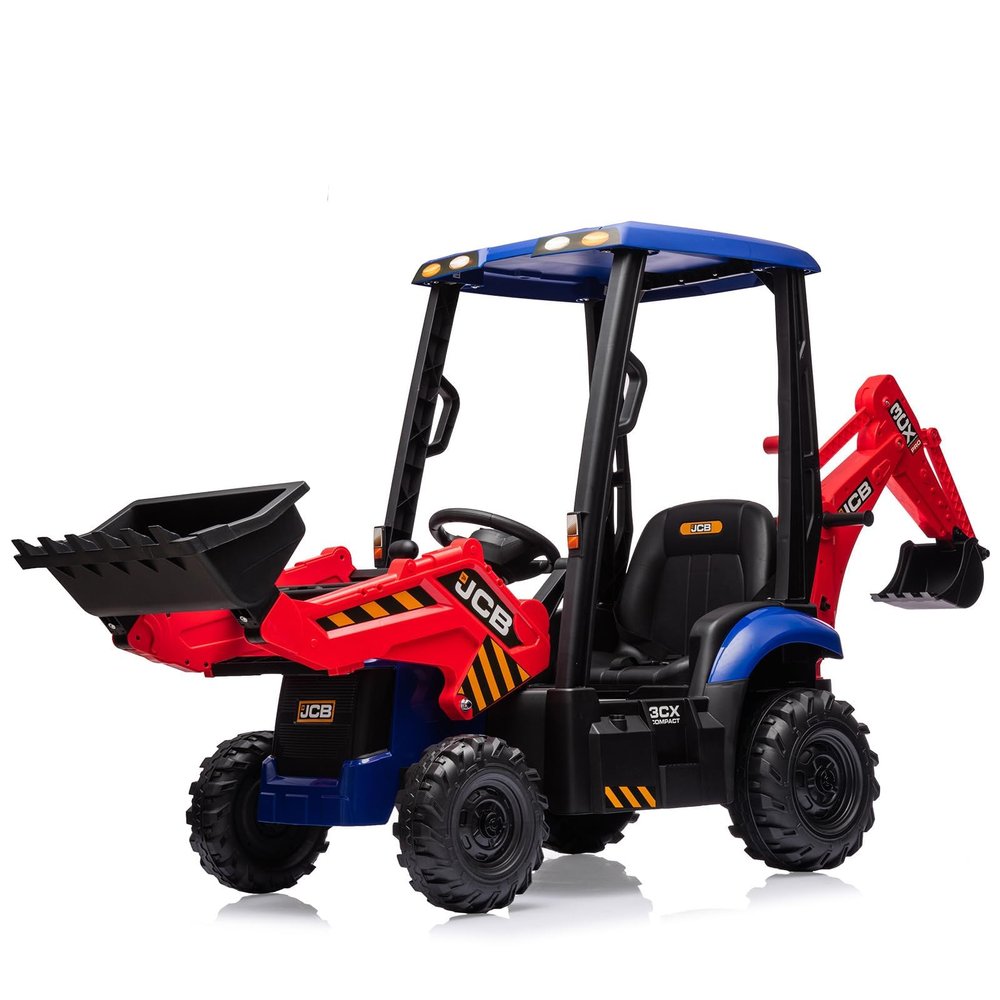 12V JCB Kids Ride-On Excavator, 4-in-1 Transformable Construction Toy with Remote Control, Front Loader & Digger, Ride-On Car for Outdoor Play