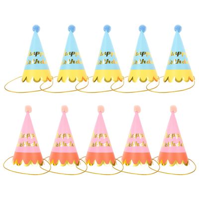 BESPORTBLE 10pcs Birthday Cone Hats Party Headwear with Top Paper Material Lightweight and Reusable for Boys Festive Photo Props