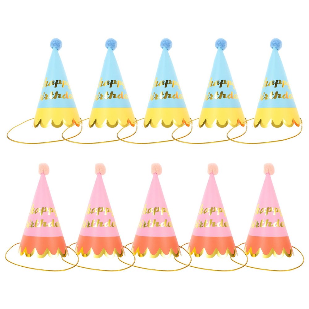 BESPORTBLE 10pcs Birthday Cone Hats Party Headwear with Top Paper Material Lightweight and Reusable for Boys Festive Photo Props