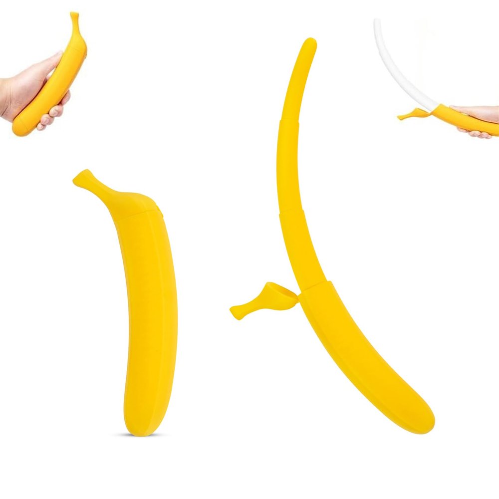 16 Retractable Banana Sword - 3D Printed Durable Flick Toy for Stress Relief & Fidget Fun, Role-Play Prop, All Ages Play Sword (Yellow)