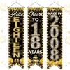3 Pieces 18th Birthday Party Banners 18th Birthday Decorations for Men Women Black Gold 2008 Porch Signs Cheers to 18th Hanging Backdrops Black Gold Eighteen Birthday Party Door Wall Decor Supplies