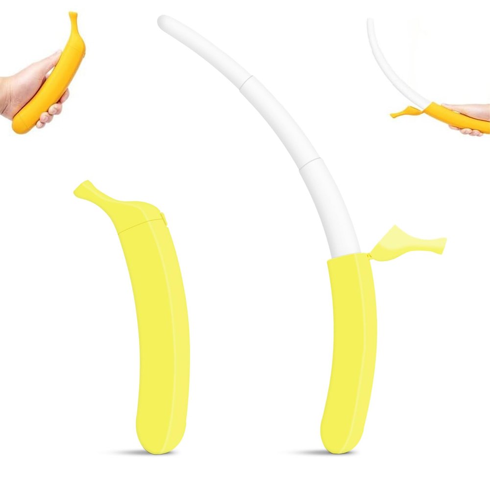 16 Retractable Banana Sword - 3D Printed Durable Flick Toy for Stress Relief & Fidget Fun, Role-Play Prop, All Ages Play Sword (Bright Yellow)