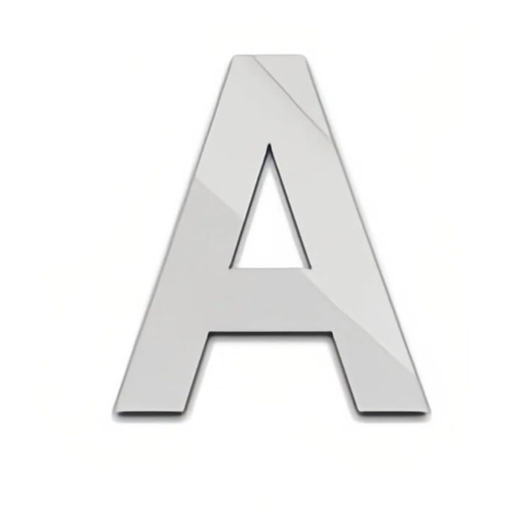 4 Inch Alphabet Letters A-Z Wall Sticker, Mirror Acrylic Personalized Wall Decor for Home Office Craft & DIY (Silver - A)