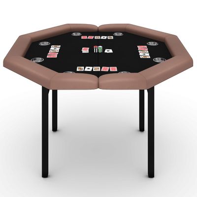 GarveeHome 48" Poker Table Foldable, 8-Player Casino Table with Padded Rails, Stainless Steel Cup Holders  Folding Metal Legs, Octagon Poker Card Board Game Table for Family Game Casino, Black