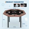 GarveeHome 48" Poker Table Foldable, 8-Player Casino Table with Padded Rails, Stainless Steel Cup Holders  Folding Metal Legs, Octagon Poker Card Board Game Table for Family Game Casino, Black view 3