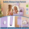 FinerFurnis Kids Vanity Set,Bear-Shaped Make Up Vanity Desk with Lights & Mirror,Wooden Princess Toddler Make Up Table Set for Little Girls,Purple view 3