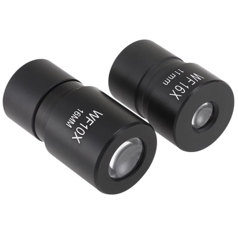 1pcs Biological Microscope Eyepiece WF10X/WF16X - Wide-Angle Glass Lens with Metal Case, 23.2mm Interface(10X)