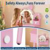 FinerFurnis Kids Vanity Set,Bear-Shaped Make Up Vanity Desk with Lights & Mirror,Wooden Princess Toddler Make Up Table Set for Little Girls,Pink view 3