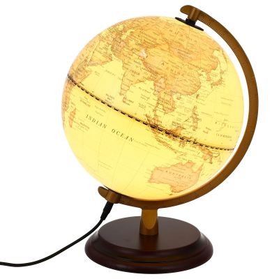 FOYTOKI Vintage Terrestrial Globe Decor with LED Lamp USB Powered Desktop Globe for Office Home Study English Teaching Aid Craftsmanship