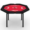 GarveeHome 48" Poker Table Foldable, 8-Player Casino Table with Padded Rails, Stainless Steel Cup Holders  Folding Metal Legs, Octagon Poker Card Board Game Table for Family Game Casino, Red view 1