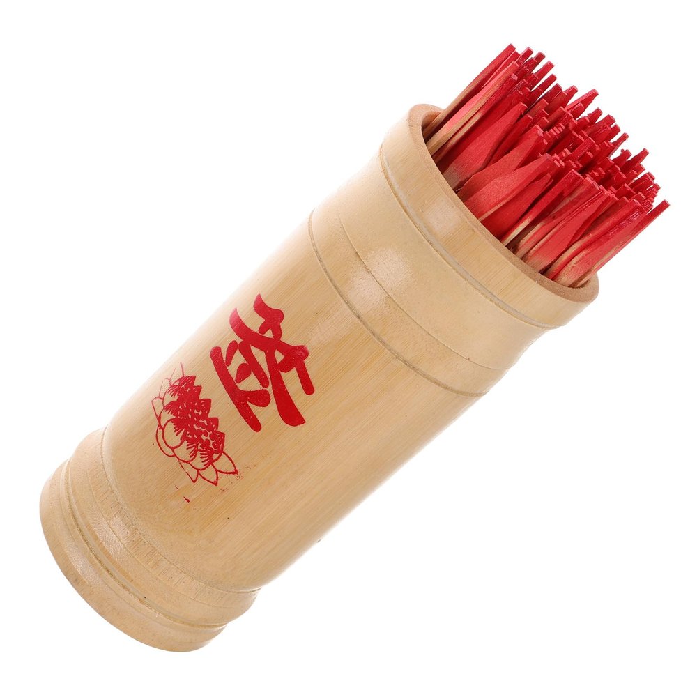 GALPADA Divination Bucket with Fortune Sticks Chinese Wishing Stick Holder for Cultural Celebrations Feng Shui Luck Charm Decoration for Home Temple Office Spiritual Guidance Prop
