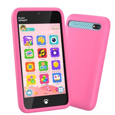 MOMILLA Toys Kids Smart Phone for Girls, 3.97 Cell Toy Phone with Dual Cameras, Stickers & Frames, Mini Toddler Play with 200+ Games, 16GB Storage, Christmas Birthday Gift for Kids Age 3-10