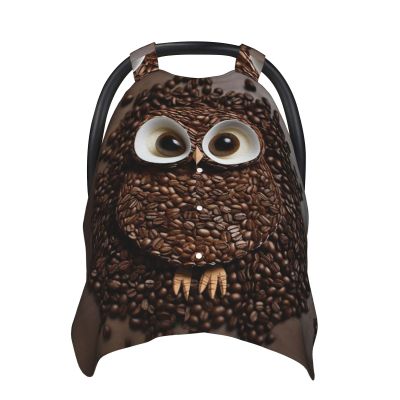 Baby Car Seat Canopy Cover for Mom, Soft Breathable Nursing Breastfeeding Covers Multi Use Stroller Sun Shade Newborn Shower GiftCoffee Bean Owl