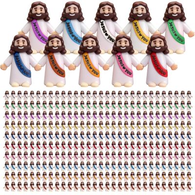 Goherii Little Jesus Figures Easter Religious Toys - 300PCS Mini Jesus Figurines in Bulk, 10 Colors Baby Jesus, Tiny Jesus Figures for Christian Party Favors Gift, Sunday School, Church Celebrations