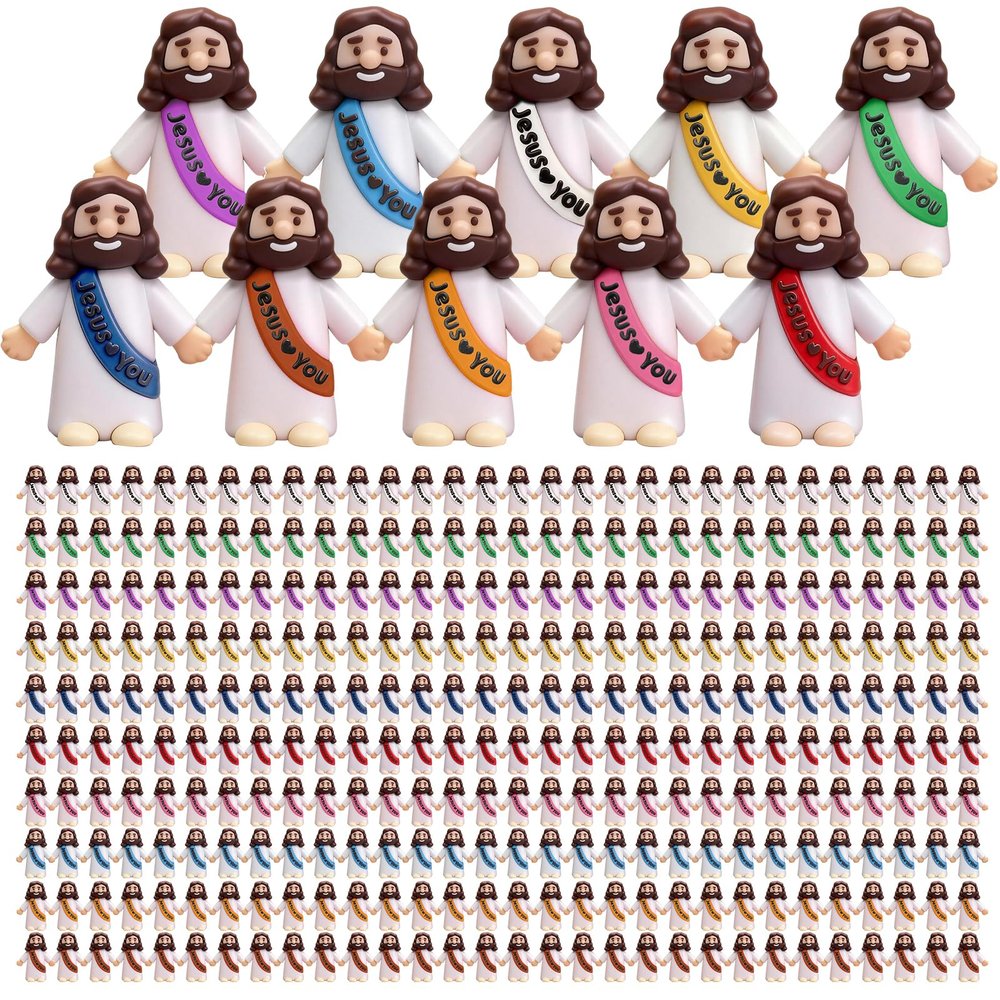 Goherii Little Jesus Figures Easter Religious Toys - 300PCS Mini Jesus Figurines in Bulk, 10 Colors Baby Jesus, Tiny Jesus Figures for Christian Party Favors Gift, Sunday School, Church Celebrations