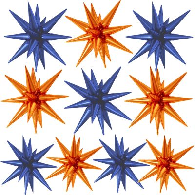 10PCS 22Inch Star Explosion Foil Balloons, Large Blue Orange Balloon Spike Cone Colorful Star Balloons for Birthday, Graduation, Wedding & Party Decorations