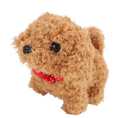 Asixxsix Electronic Plush Puppy Dog Toy, Cute Fluffy Interactive Electronic Pet Plush Toy, Plush Robot Dog Stuffed Animal Birthday for Girl and Boy (Brown)