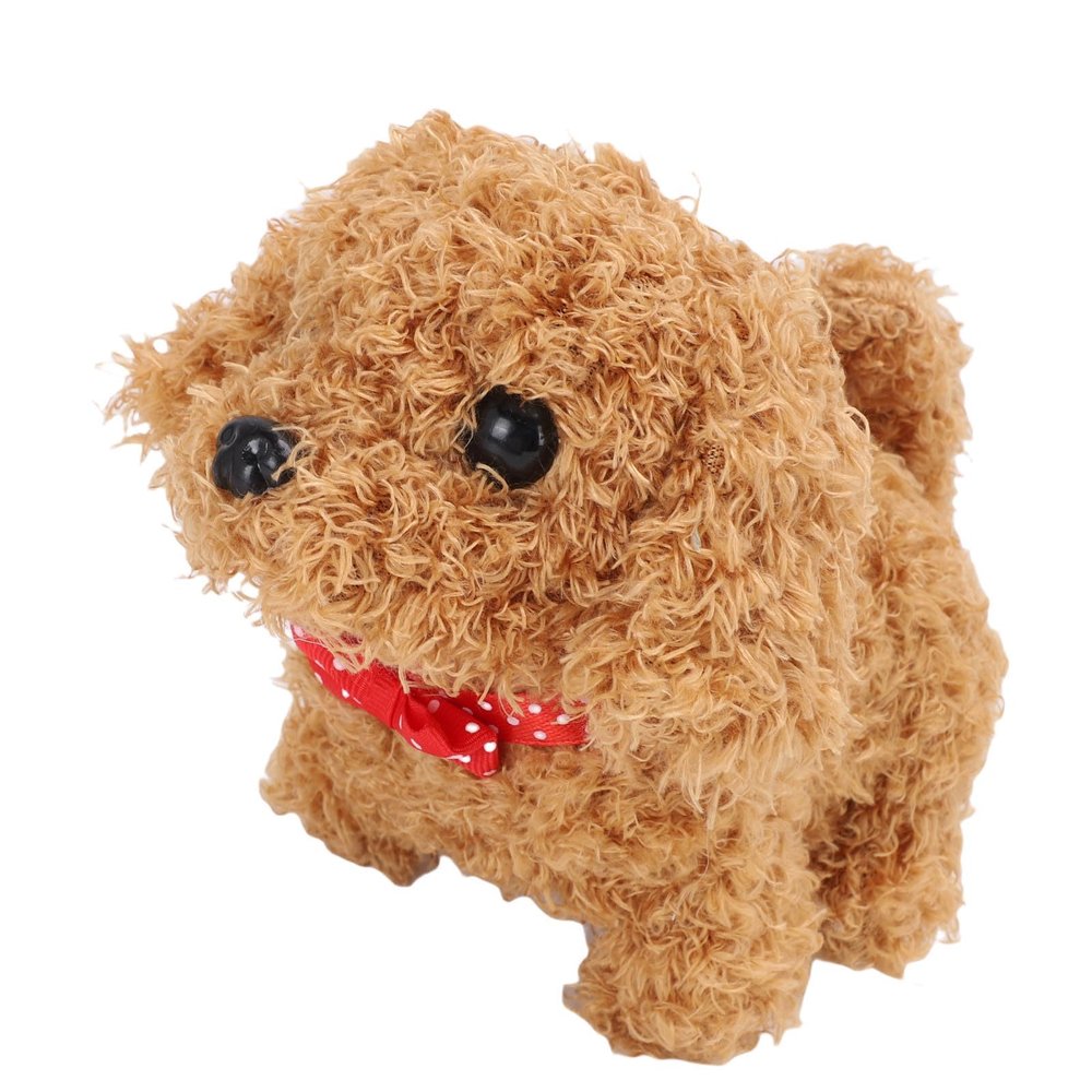 Asixxsix Electronic Plush Puppy Dog Toy, Cute Fluffy Interactive Electronic Pet Plush Toy, Plush Robot Dog Stuffed Animal Birthday for Girl and Boy (Brown)