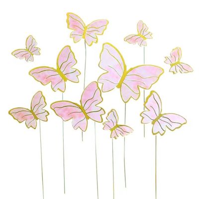 10PCS Butterfly Cake Toppers Set Food Grade Paper Baking Decorations For Birthday Wedding Party Dessert Designs Butterfly Cupcakes Toppers