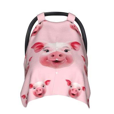 Baby Car Seat Canopy Cover for Mom, Soft Breathable Nursing Breastfeeding Covers Multi Use Stroller Sun Shade Newborn Shower GiftFunny Pink Pig Face