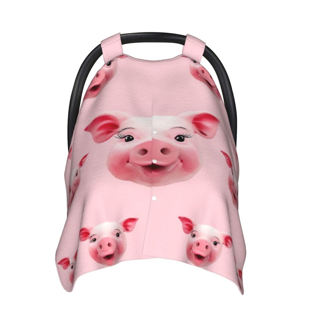 Baby Car Seat Canopy Cover for Mom, Soft Breathable Nursing Breastfeeding Covers Multi Use Stroller Sun Shade Newborn Shower GiftFunny Pink Pig Face