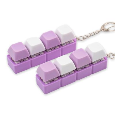 2 Pcs Cute Keyboard Fidget Toy - 4 Keys Decompression Keyboard Clicker Fidget for Adult with Keychain for Stress Relief Pass Time