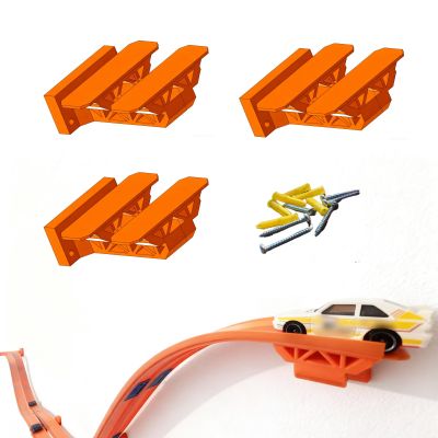 3pcs Track Wall Mount for Hot Wheels Double Racer Set, 2-Lane Hardware Kit with Screws, Room Decor, Toy Car Display Organizer