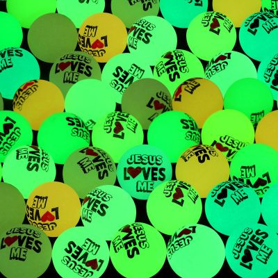 Hollowfly 100 Pcs VBS 2026 Gifts Christian Glow in The Dark Bouncy Balls Bulk 1.1 Inch Jesus Loves Me Illumination Sunday School Prize Christian Gifts for Kids Church Supplies