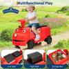 12V Ride on Car,Ride On Train Trackless, 12V Kids Electric Car w/Height-Adjustable Seat, Storage Chair, Headlight, Music, Rubber Wheels,2 Seater Train Toy for Kids 3+,Red view 2