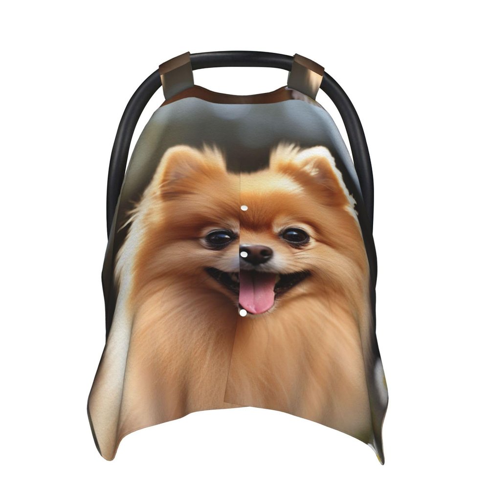 Baby Car Seat Canopy Cover for Mom, Soft Breathable Nursing Breastfeeding Covers Multi Use Stroller Sun Shade Newborn Shower GiftPomeranian Dog