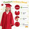 5 set Preschool & Kindergarten Graduation Cap and Gown, Shiny Kids Graduation gown with Tassel 2026+2027 Charm Red view 3