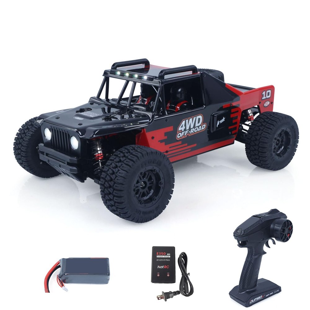 wheelfun US in Stock, 1/10 Radio Control Desert Truck 1003 4WD Electric RC Off Road Car Metal Motor Base Light System Gyro Remote Controller 80KM/H Hobby Grade Model for Ages 14+