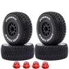 12mm Hex RC Wheels and Tires 1/10 RC Off-Road Car RC Truck Tires RC Short Course Truck Tires for 1/10 Slash 2WD/44 F-150 Axial Losi Redcat Rc4wd HSP Tamiya HPI Kyosho 4PCS/Set(Black) view 2