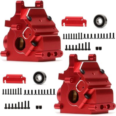 Alloy Front Rear Diff Gearbox Case Set with Bearing AR310854 for ARRMA 1/7 Felony/Fireteam/Infraction/Mojave 6S,1/8 Outcast/Talion/Typhon/Kraton/Notorious 6S Upgrade Parts 2 Sets (Red)