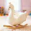 Jessruly Plush Unicorn Rocking Horse Soft Ride-On Rocker with Wooden Frame, Magical Unicorn Design for Imaginative Play (Swan) view 1