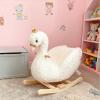 Jessruly Plush Unicorn Rocking Horse Soft Ride-On Rocker with Wooden Frame, Magical Unicorn Design for Imaginative Play (Swan) view 3