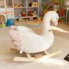 Jessruly Plush Unicorn Rocking Horse Soft Ride-On Rocker with Wooden Frame, Magical Unicorn Design for Imaginative Play (Swan) view 4