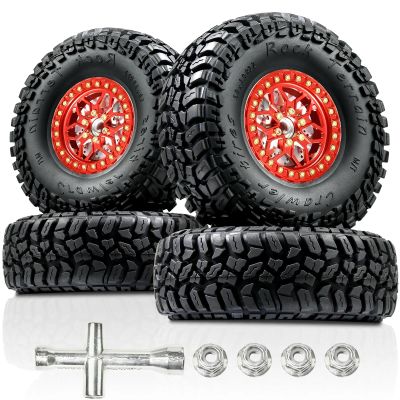 2.2" RC Crawler Beadlock Wheels & Tires Set, Soft Sticky Mud Terrain Tires 5.0x1.9, CNC Aluminum Rims 12mm Hex, 5.5mm Offset for TRX4 SCX10 TRX6 Gen8