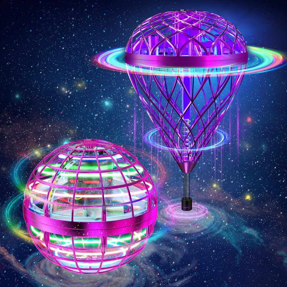 2-Pack Magic Flying Orb Ball Bundle  Includes Classic & New Upgraded AI Edition | Hand-Controlled Boomerang Hover Drone with RGB Lights | Cool Space Toy Gift for Kids, Teens, and Family Fun (Indoor &