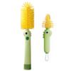2-Pack Baby Bottle Brush, Dinosaur Theme 2-Size Silicone Bristles for Cleaning Baby Bottles, Sippy Cups, Travel & Home Use, Green view 1