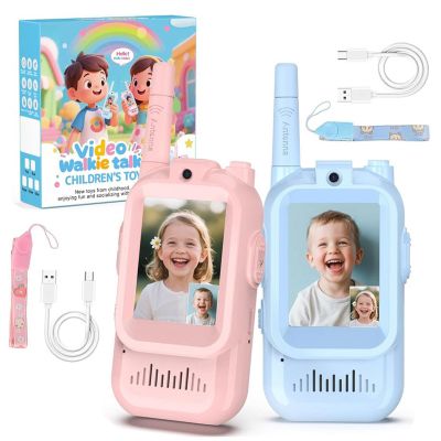 2 Pack Video Walkie Talkies for Kids,Handheld IPS Screen Rechargeable Video Walkie Talkie with Camera, Kids Christmas Birthday Gifts Two-Way Radio Walkie-Talkie for Indoor Outdoor Family Games
