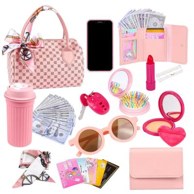 Interactive Play Purse, Pretend Toy with Silk Scarf, 20cm Kids Feature, Fabric Material Model, Little Girls Purse with Role-Play Design, Sisters Classmates Preschoolers 3-6 Years Birthday Use