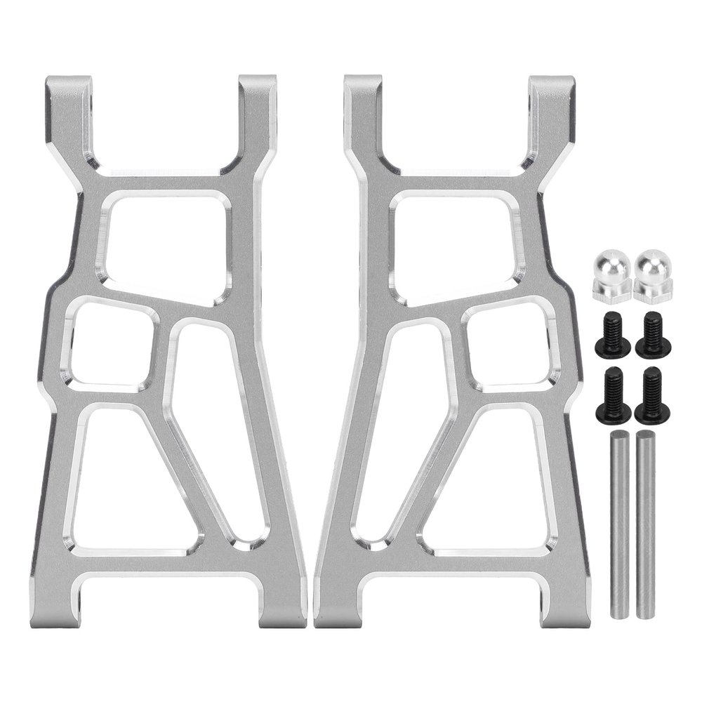 2PCS RC Front Arms, High Strength Aluminum Alloy Front Suspension Arms for ZD Racing DBX 10, 1/10 Scale RC Off Road Vehicle Accessories with Pins and Screws, Durable Upgrade Replac (Gray)