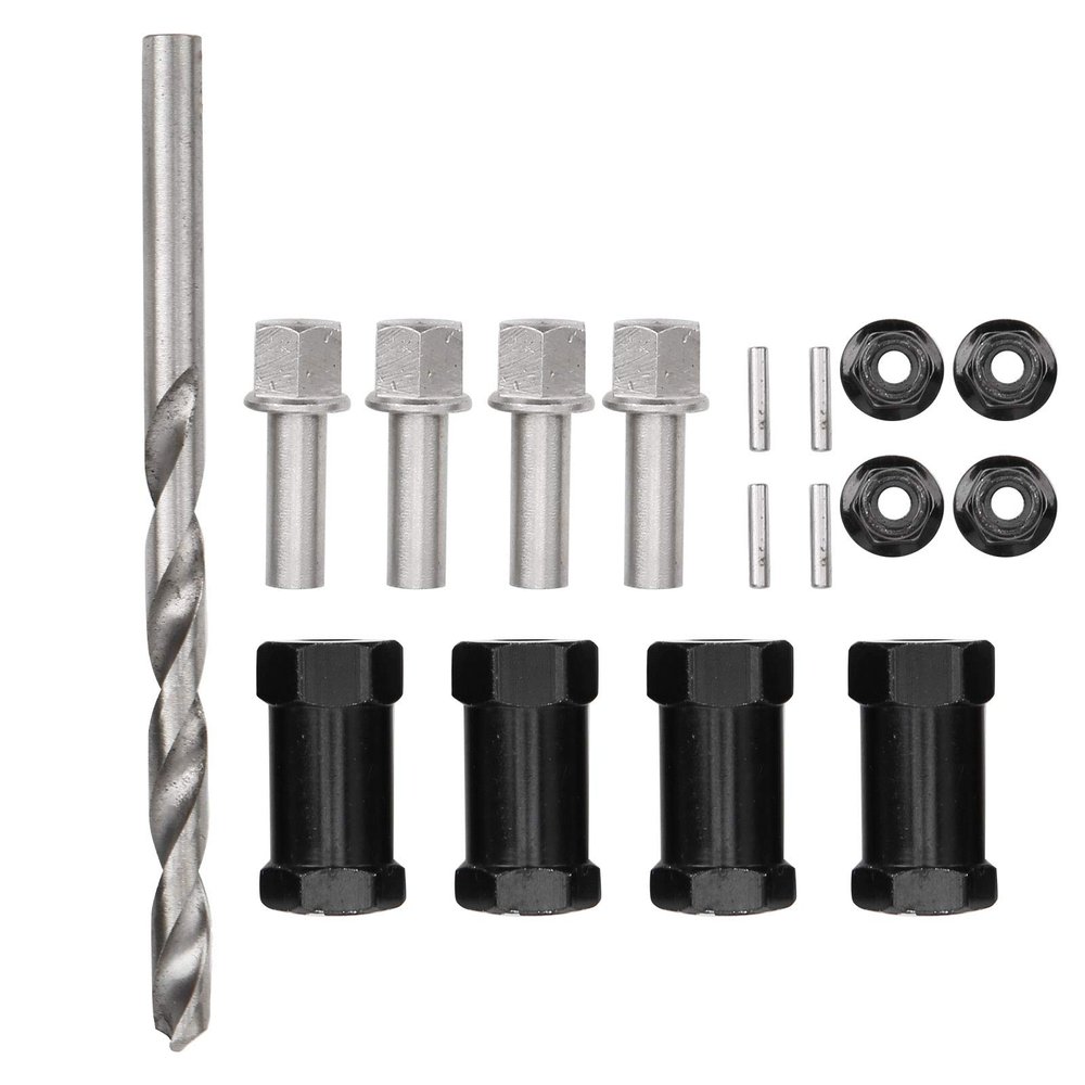 RC Lengthening Widening Coupler, Aluminum Alloy Wheel Spacers for SCX10 1/10 Scale RC Cars, 4 Sets with 5.5mm Drill Bit and Accessories, Enhances Stability and Grip on Off - R (25mm)