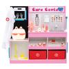 HONEY JOY Kids Wooden Doctor Play Set, Checkup Medical Office Center & Vet Clinic Station, Exam Area & Interactive Accessories, X-Ray, Toddler Pretend Hospital Playset Kit (Pink with Medical Kit) view 1