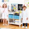 HONEY JOY Kids Wooden Doctor Play Set, 2 In 1 Checkup Medical Office Center & Vet Clinic Station, Chalkboard, Pet Scale & Medical Kit, X-Ray, Toddler Pretend Hospital Playset Kit for Boys Girls (Blue) view 2